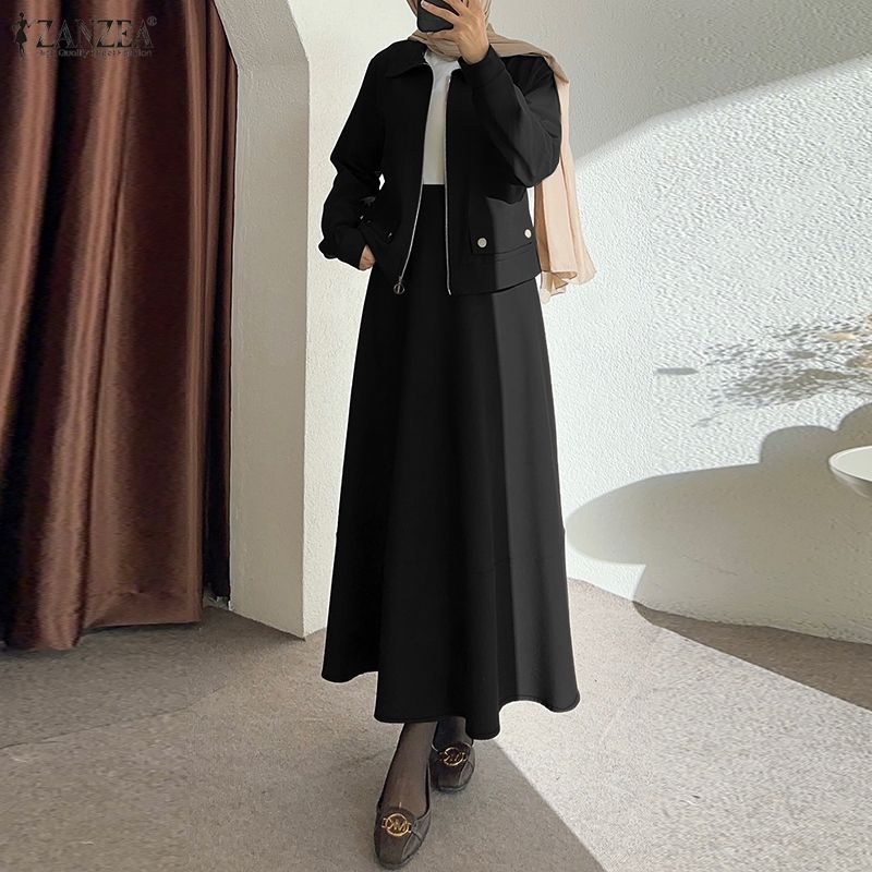 Summer Clothing Hijab - Modest Fashion Damen-Rockanzüge, langärmlige Jacken und