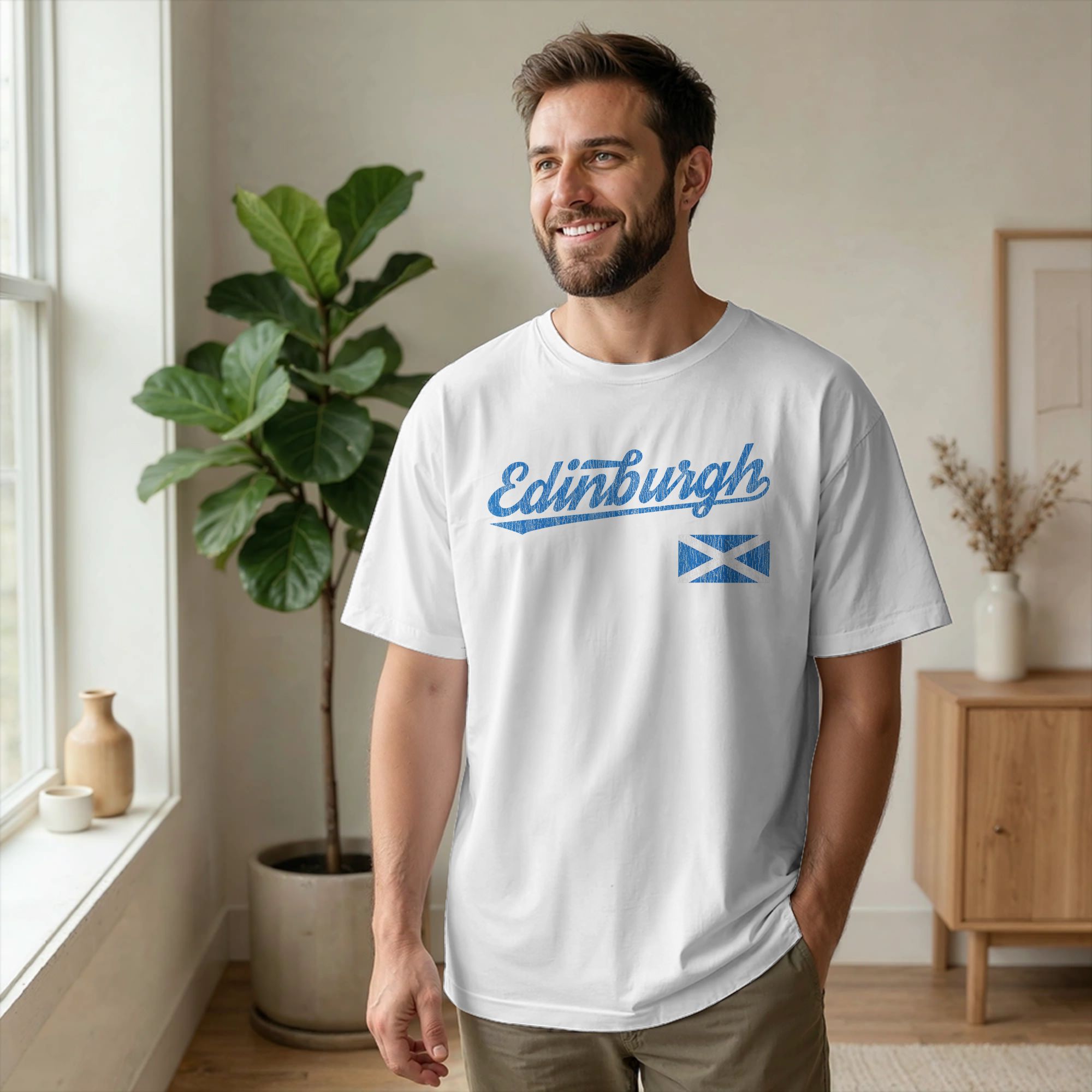 Summer Clothing Uk Men - Herren-T-Shirt „Edinburgh Schottland Vereinigtes Königreich“ mit
