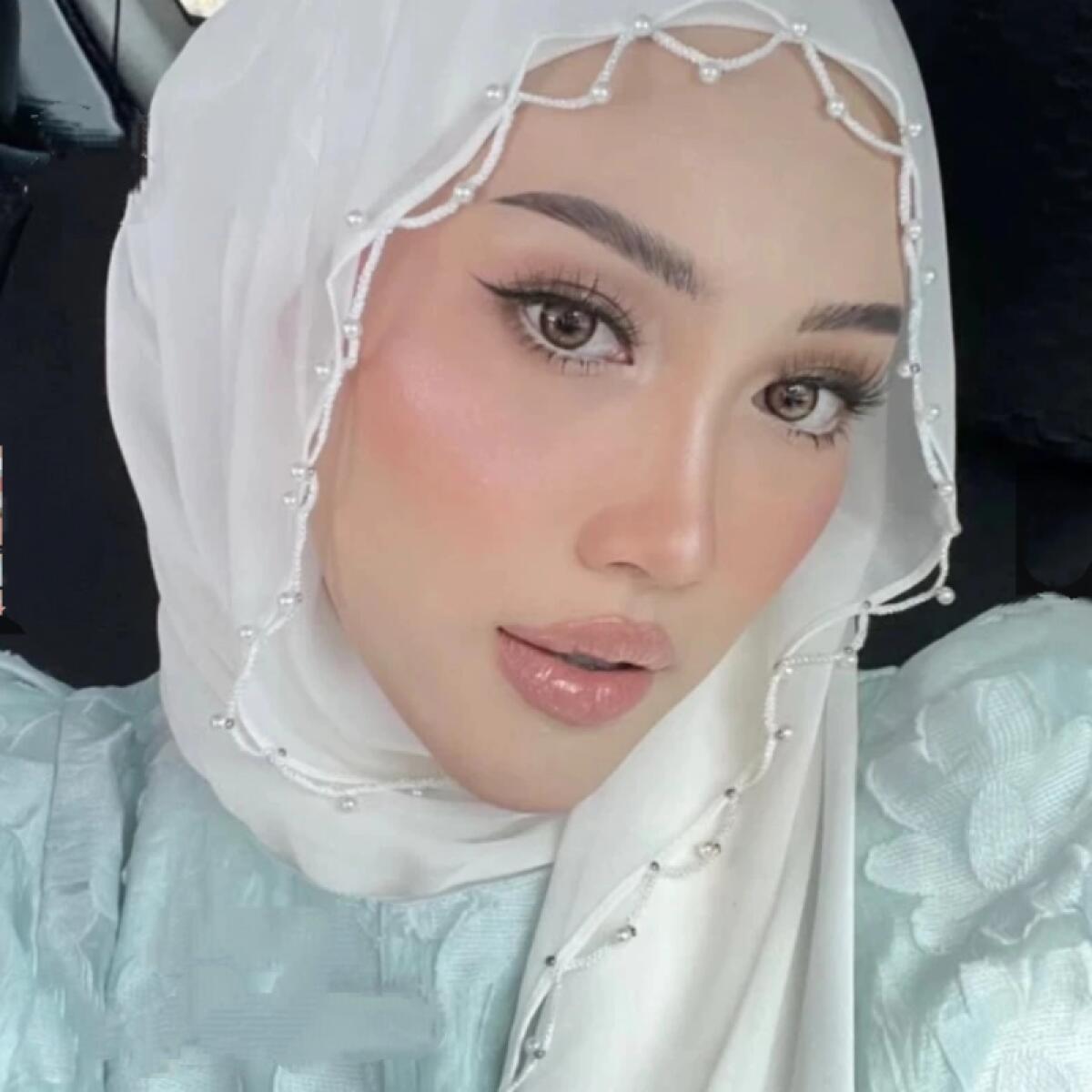 Summer Clothing Hijab - Hijab-Schal aus schlichtem Perlen-Chiffon, weicher Pashmina-Kopfwickel