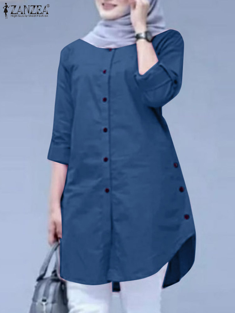 Summer Clothing Hijab - 2026 ZANZEA Frühlingshemd Modische Damen O-Ausschnitt