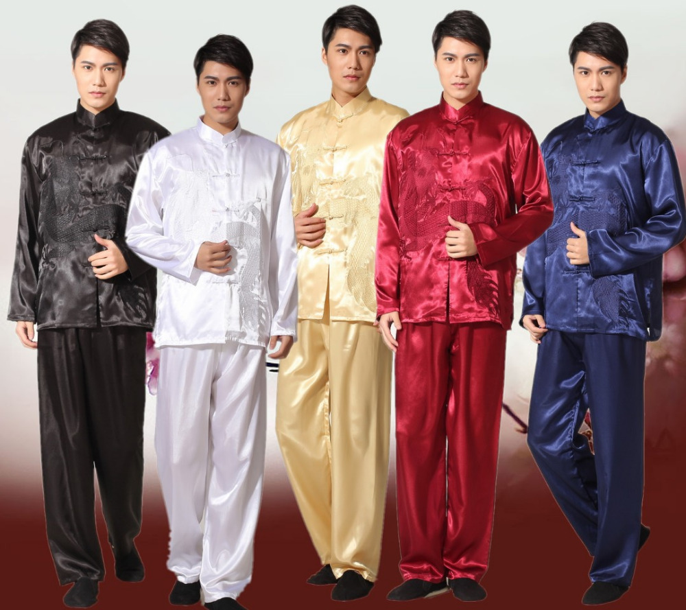 Xl Summer Clothing - Chinesischer traditioneller Stil, schwarzer Herren-Satin-Kungfu-Anzug, Vintage-Stickerei,
