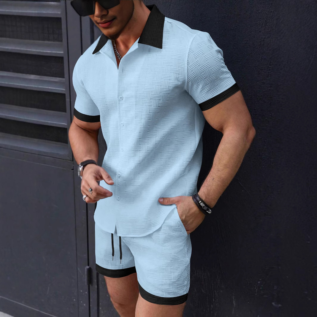 Linen Shorts Men - Passende Sets Trend Herrenanzug Leinen Kurzarm