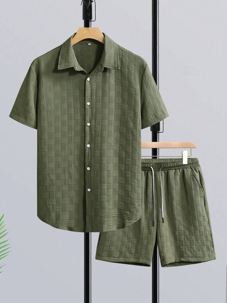 Linen Shorts Men - Manfinity RSRT Herren Urlaubs-Set mit Kurzarmhemd,