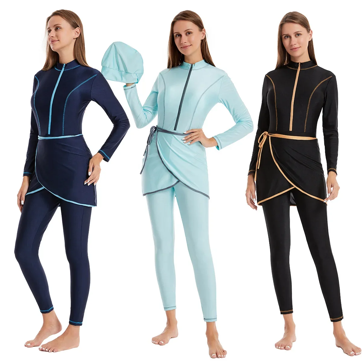 Summer Clothing Hijab - 3-teiliges Set Schlichte Muslimische Badebekleidung für