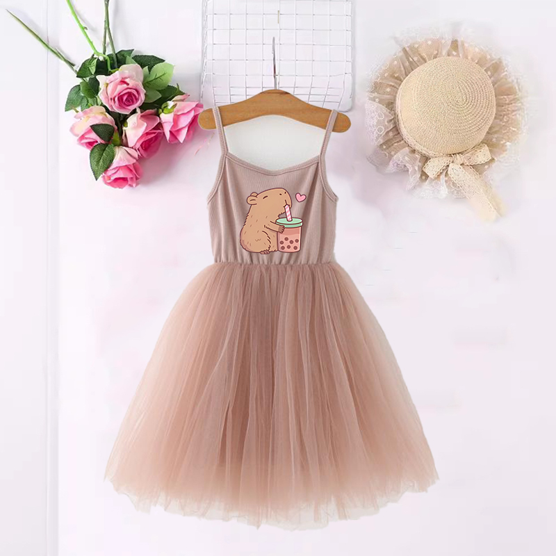 Summer Clothing Baby - Capybara Mädchen Kleider Anime Gedruckt Nette