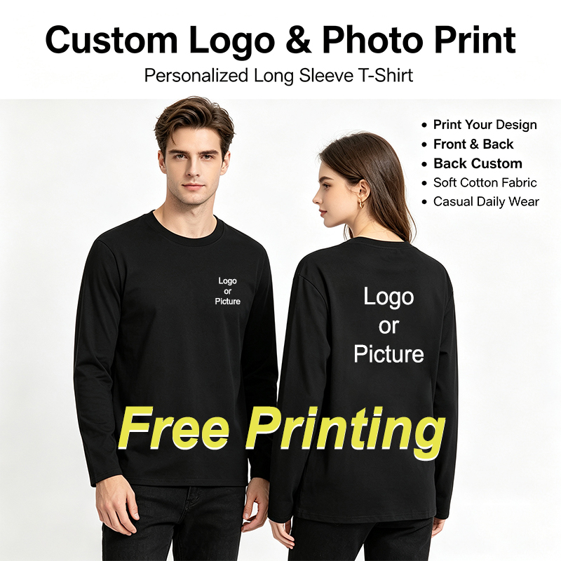 Summer Clothing Men - Maßgeschneiderte Baumwoll-Langarm-T-Shirts für Herren, modische, bedruckte