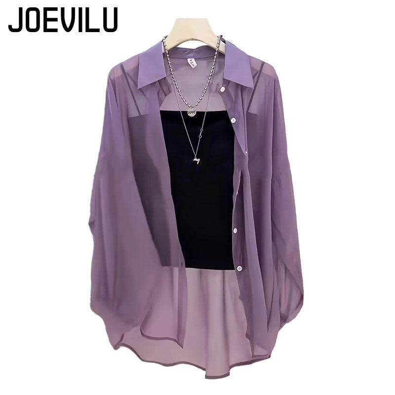 Summer Uv Clothing - Transparentes Chiffon-Hemd für Damen, lässig, UV-beständig,