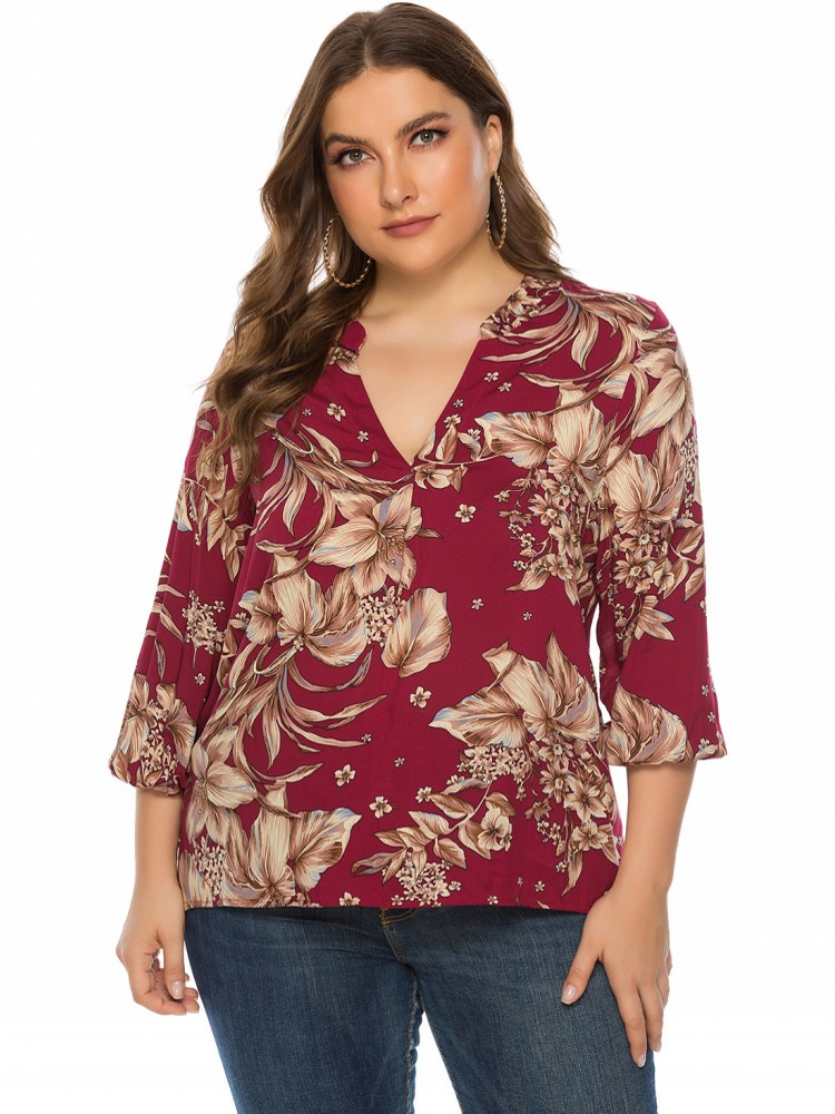 Xl Summer Clothing - Damen Übergröße XL-4XL Lässiges Langarm-T-Shirt Große