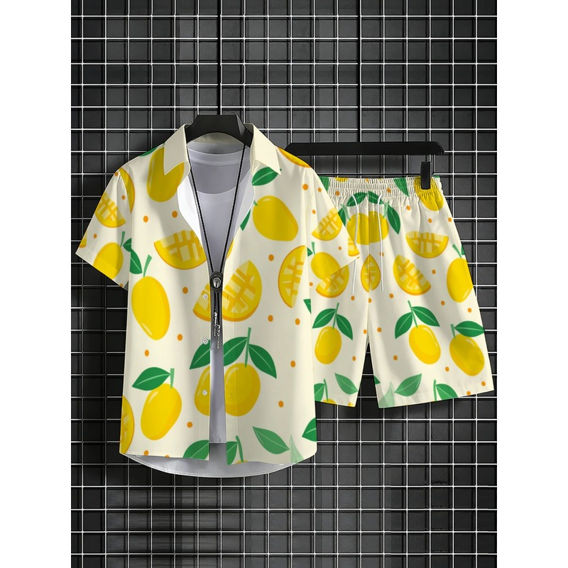 Herren Leinen-Print Kurzarmhem – Linen Shorts Men Bewertung und Preis