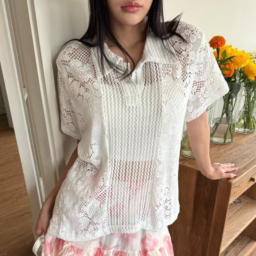 Retro-Kragen Spitzenbluse Dame – Summer Clothing Online Bewertung und Preis
