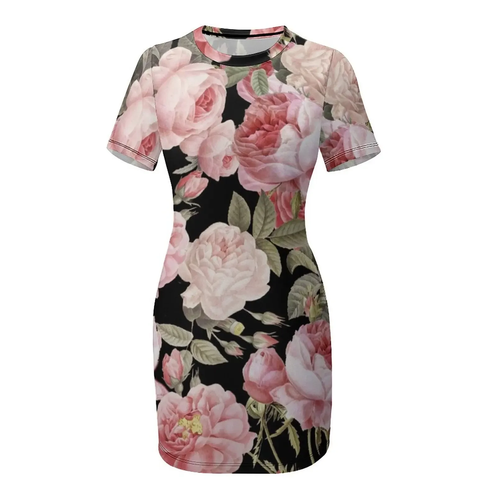 Rosa Vintage-Rosen auf schwarz – Summer Clothing Online Bewertung und Preis